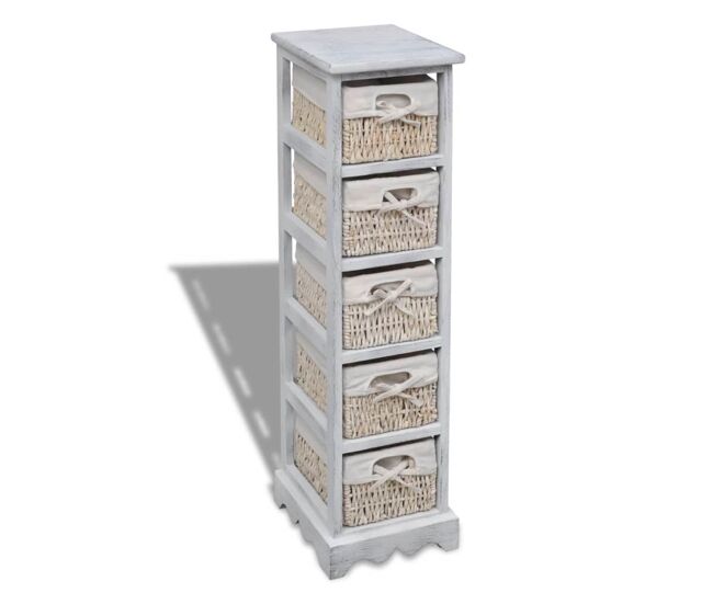 Vidaxl estantería con 5 cestas tejidas madera blanco
