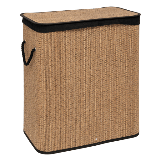 Cesto de roupa suja retangular 100 l bambu e tecido preto Cesto de roupa suja retangular 100 l bambu e tecido preto