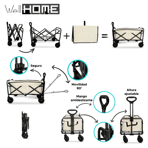 Bem Home Praia Carrinho Dobrável 73.5x51x92cm