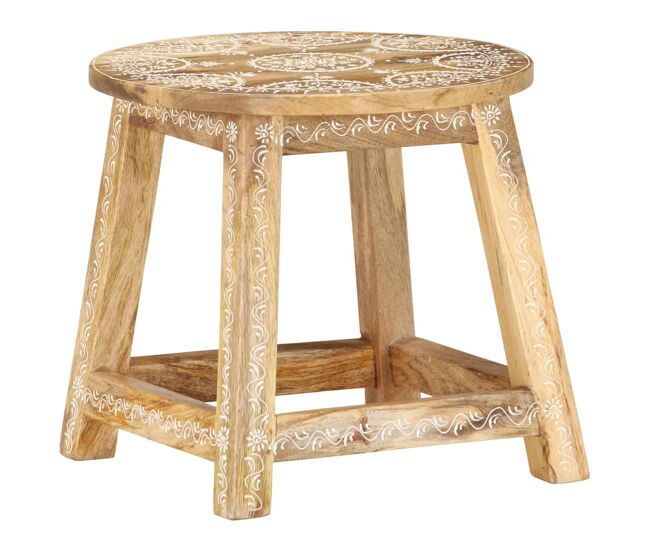 Vidaxl taburete pintado a mano madera maciza de mango 38x38x35 cm