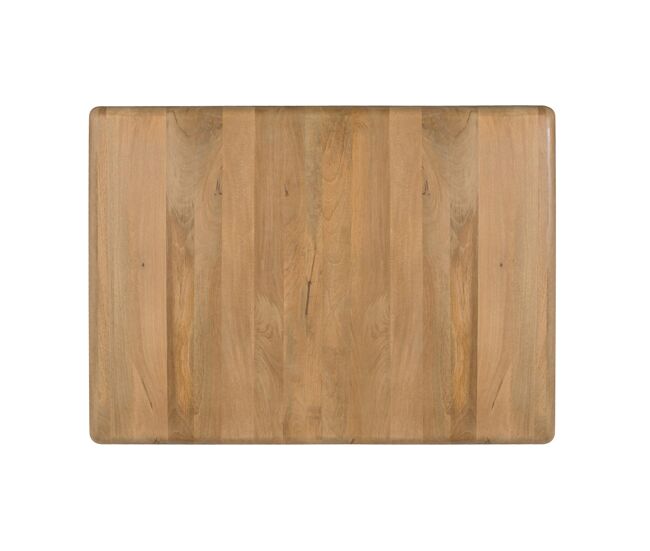 Un Cabecero liso fabricado en madera de mango con cantos en media caña y acabado en color natural tiene un diseño elegante y minimalista que resalta la belleza natural del material. La superficie del Cabecero es completamente plana, lo que le da un aspect