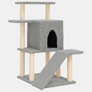 vidaXL Árvore p gatos c postes arranhadores sisal 97 cm cinza-claro