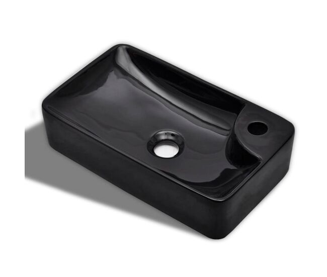 Lavabo de cerámica con agujero para grifo negro