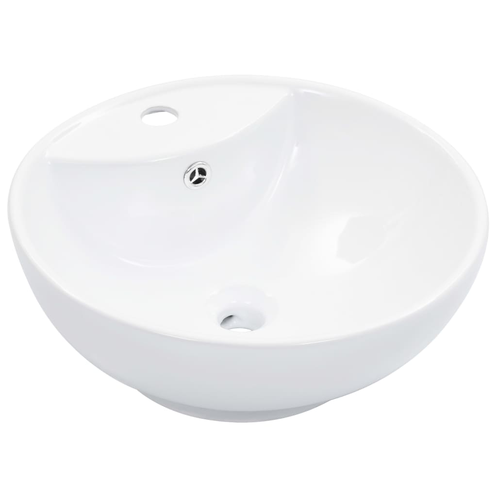 Vidaxl lavabo con rebosadero 46,5x18 cm cerámica blanco