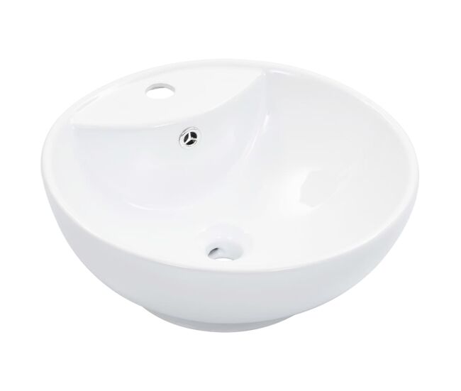Vidaxl lavabo con rebosadero 46,5x18 cm cerámica blanco