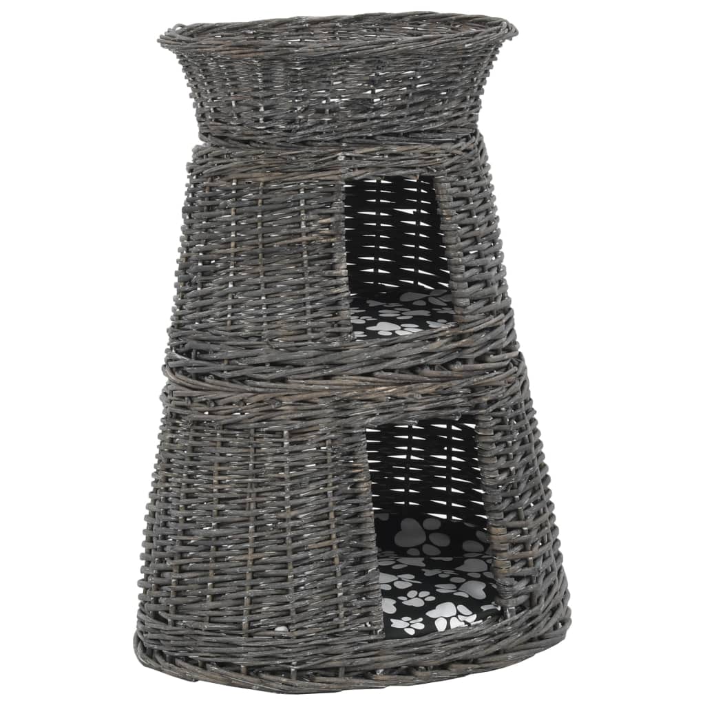 Vidaxl cestas de gatos 3 uds con cojines sauce natural gris 47x34x60cm