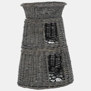 vidaXL 3 pcs cestos gatos c almofadões 47x34x60 cm salgueiro cinzento