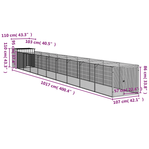 vidaXL Casota pcães cparque 110x1017x110cm aço galvaniz. cinza-claro vidaXL Casota pcães cparque 110x1017x110cm aço galvaniz. cinza-claro