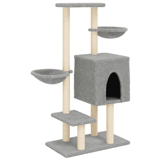 vidaXL Árvore p gatos c postes arranhadores sisal 117 cm cinza-claro vidaXL Árvore p gatos c postes arranhadores sisal 117 cm cinza-claro