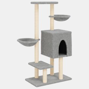 vidaXL Árvore p gatos c postes arranhadores sisal 117 cm cinza-claro