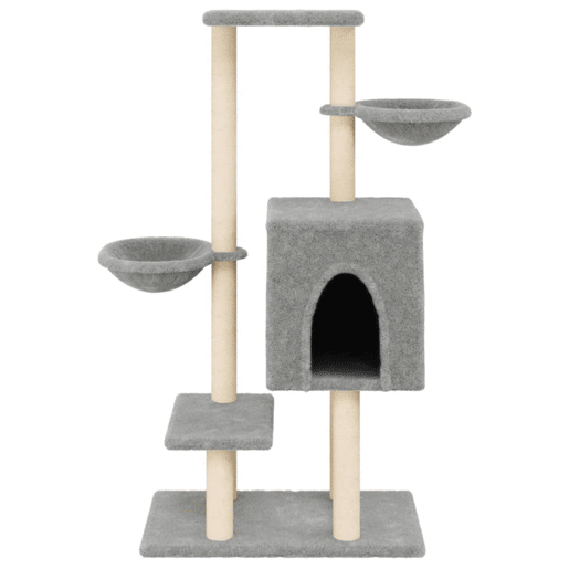 vidaXL Árvore p gatos c postes arranhadores sisal 117 cm cinza-claro vidaXL Árvore p gatos c postes arranhadores sisal 117 cm cinza-claro