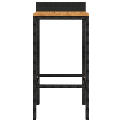 vidaXL Bancos de bar 4 pcs vime PE e madeira de acácia maciça preto