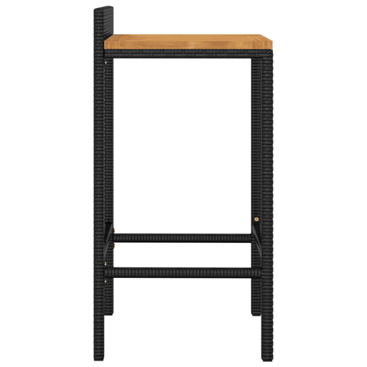 vidaXL Bancos de bar 4 pcs vime PE e madeira de acácia maciça preto