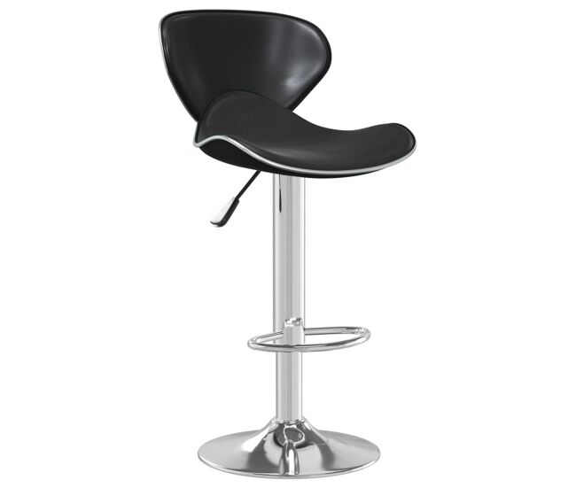 Vidaxl taburete de cocina de cuero sintético negro