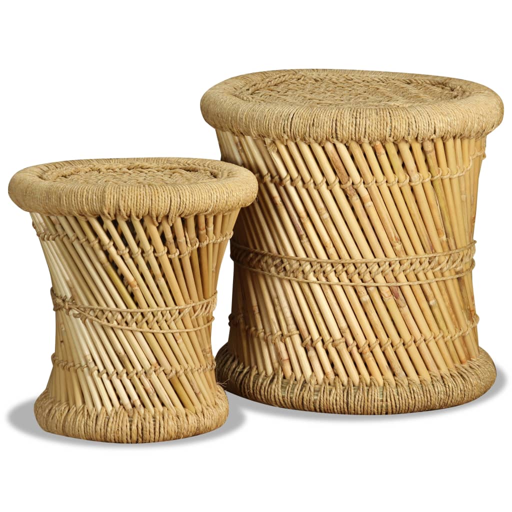 Vidaxl taburetes de cocina 2 unidades bambú y yute