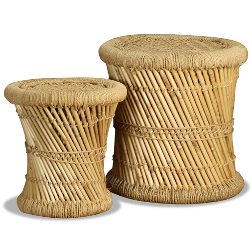 vidaXL Bancos 2 pcs bambu e juta vidaXL Bancos 2 pcs bambu e juta