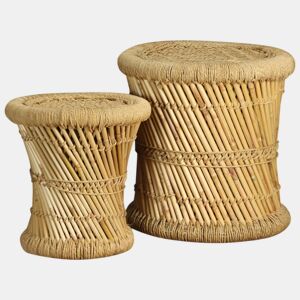 vidaXL Bancos 2 pcs bambu e juta