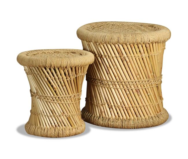 Vidaxl taburetes de cocina 2 unidades bambú y yute