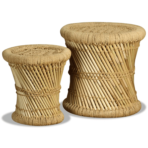 vidaXL Bancos 2 pcs bambu e juta vidaXL Bancos 2 pcs bambu e juta