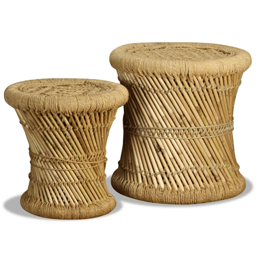 vidaXL Bancos 2 pcs bambu e juta vidaXL Bancos 2 pcs bambu e juta