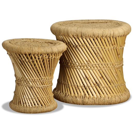 vidaXL Bancos 2 pcs bambu e juta vidaXL Bancos 2 pcs bambu e juta