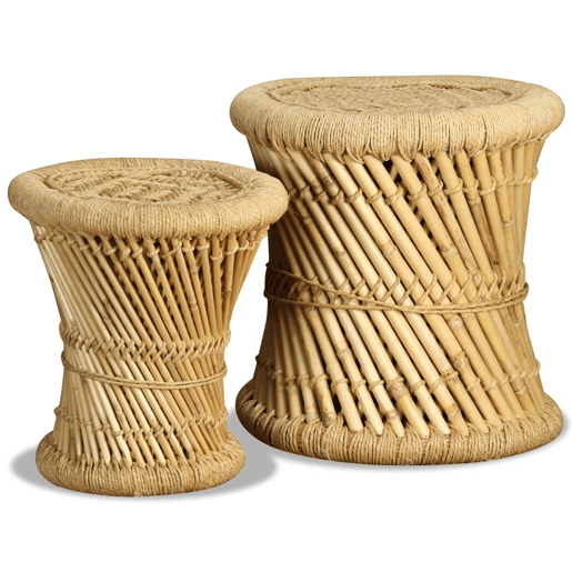 vidaXL Bancos 2 pcs bambu e juta vidaXL Bancos 2 pcs bambu e juta