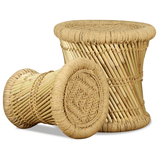 vidaXL Bancos 2 pcs bambu e juta vidaXL Bancos 2 pcs bambu e juta