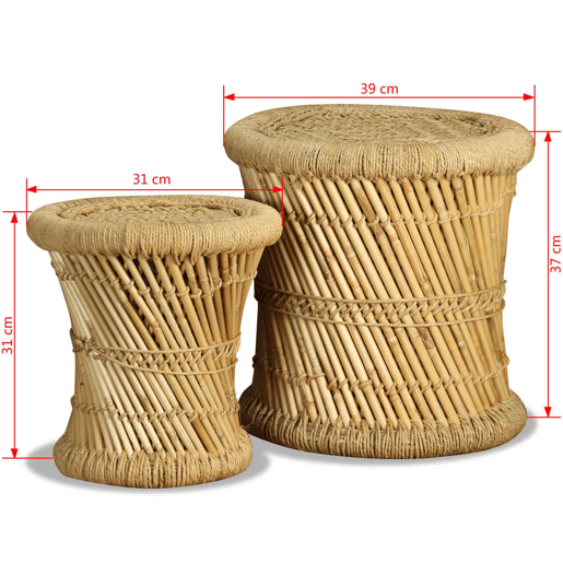 vidaXL Bancos 2 pcs bambu e juta vidaXL Bancos 2 pcs bambu e juta