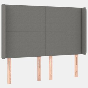 vidaXL Cabeceira cama c abas tecido 147x16x118128 cm cinzento-escuro