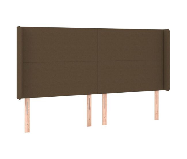 Vidaxl cabecero con orejas de tela marrón oscuro 183x16x118/128 cm