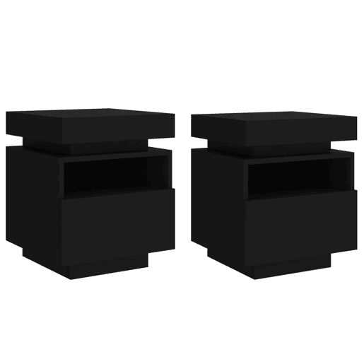 vidaXL Mesas de cabeceira c luzes LED 2 pcs 40x39x48,5 cm preto vidaXL Mesas de cabeceira c luzes LED 2 pcs 40x39x48,5 cm preto