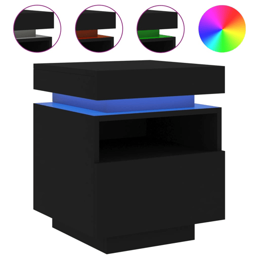 vidaXL Mesas de cabeceira c luzes LED 2 pcs 40x39x48,5 cm preto vidaXL Mesas de cabeceira c luzes LED 2 pcs 40x39x48,5 cm preto