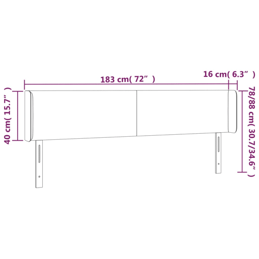 vidaXL Cabeceira de cama c abas tecido 183x16x7888 cm preto