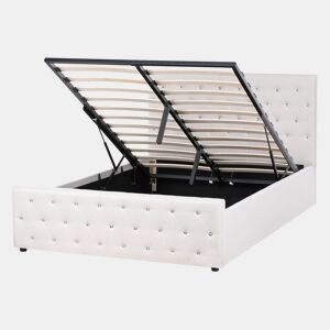 Cama baú Tecido AMIENS 140 x 200 cm Creme