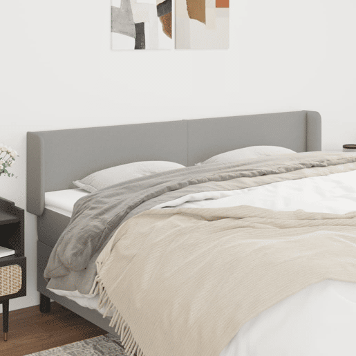vidaXL Cabeceira de cama c abas tecido 183x16x7888 cm cinzento-claro vidaXL Cabeceira de cama c abas tecido 183x16x7888 cm cinzento-claro