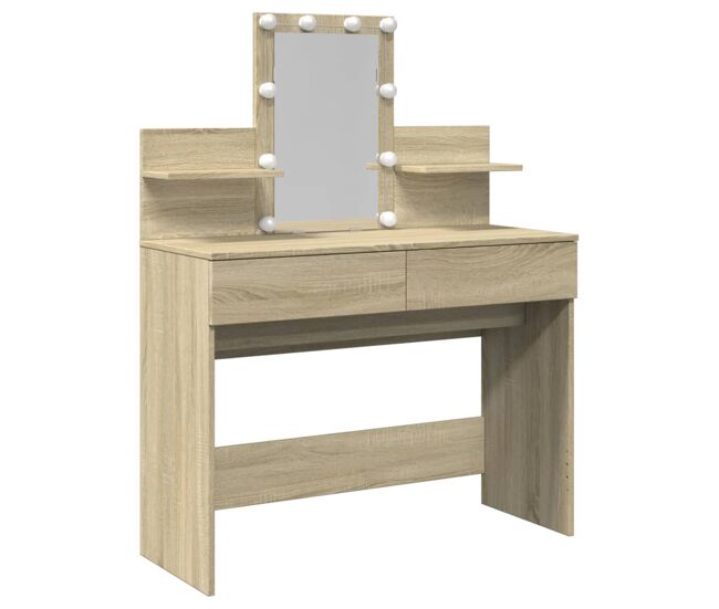 Vidaxl tocador con led color roble sonoma 100x40x130 cm
