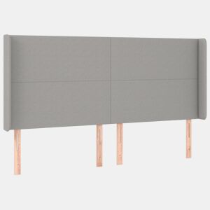 vidaXL Cabeceira cama c abas tecido 203x16x118128 cm cinzento-claro