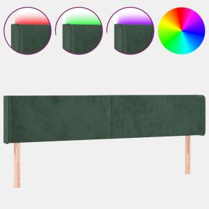 vidaXL Cabeceira cama c luzes LED veludo 203x16x7888 cm verde-escuro