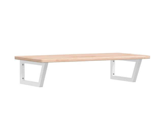 Vidaxl estante de lavabo de pared de acero y madera maciza de roble