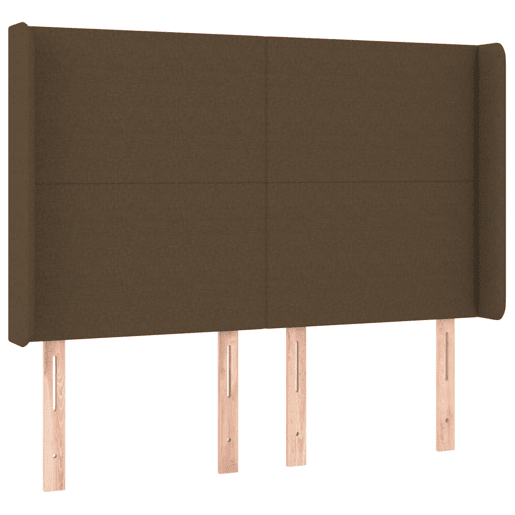 vidaXL Cabeceira cama c abas tecido 147x16x118128 cm castanho-escuro