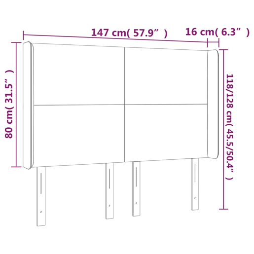 vidaXL Cabeceira cama c abas tecido 147x16x118128 cm castanho-escuro