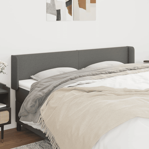 vidaXL Cabeceira de cama c abas tecido 183x16x7888cm cinzento-escuro vidaXL Cabeceira de cama c abas tecido 183x16x7888cm cinzento-escuro