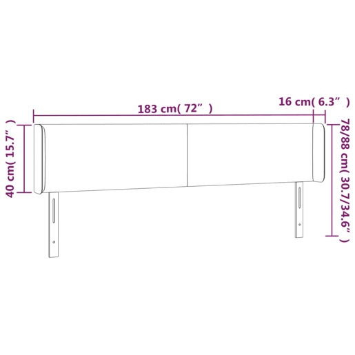 vidaXL Cabeceira de cama c abas tecido 183x16x7888cm cinzento-escuro vidaXL Cabeceira de cama c abas tecido 183x16x7888cm cinzento-escuro