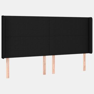 vidaXL Cabeceira de cama c abas tecido 163x16x118128 cm preto