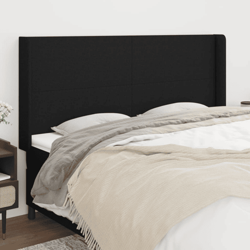vidaXL Cabeceira de cama c abas tecido 163x16x118128 cm preto