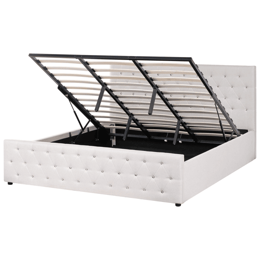Cama baú Tecido AMIENS 180 x 200 cm Creme