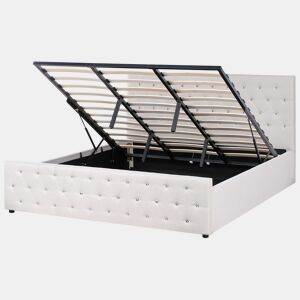 Cama baú Tecido AMIENS 180 x 200 cm Creme
