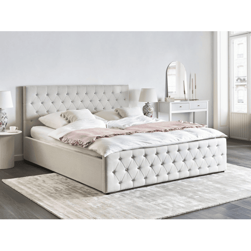 Cama baú Tecido AMIENS 180 x 200 cm Creme