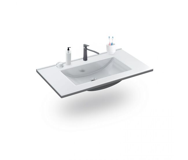 Lavabo de resina rectangular en blanco 80x45 cm nilo blanco blanco 80x45 cm
