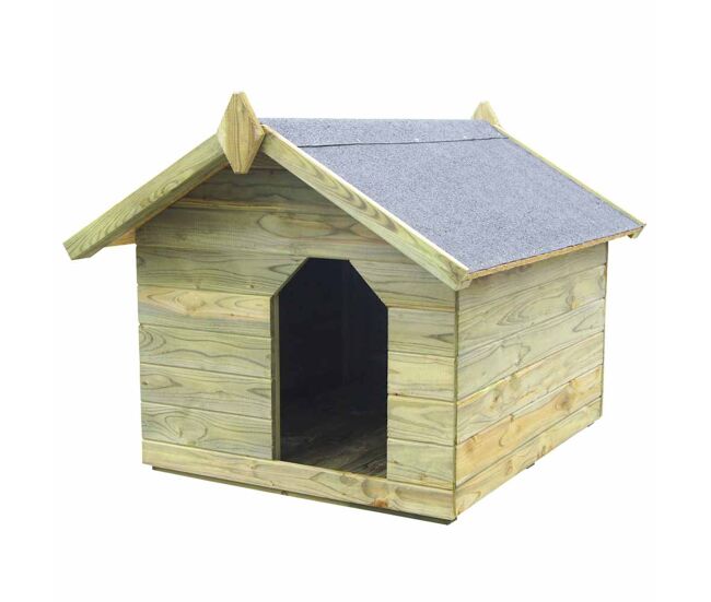 Vidaxl casa de perros de jardín tejado abierto madera pino impregnada
